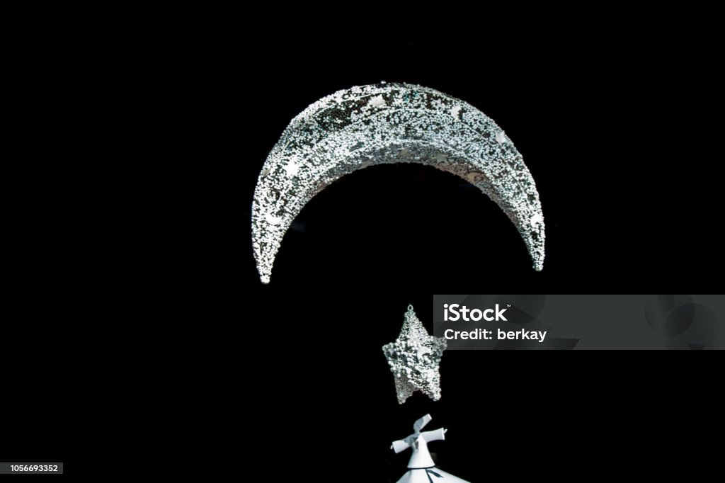 Metal islamic crescent moon icon Abstract Stock Photo