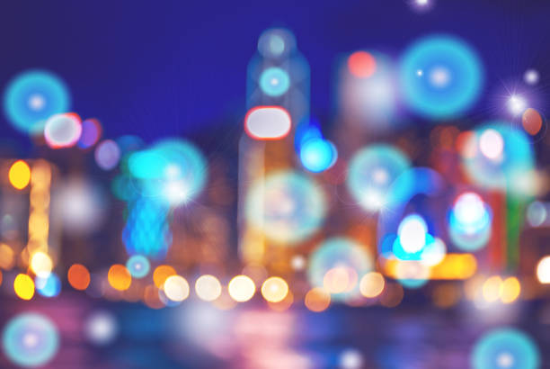 istock Abstract image of bokeh city night with circle light effect 1056697566