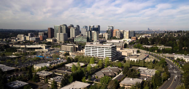 istock High Above Looking Down Aerial View Bellevue Washington City Skyline 1056701078