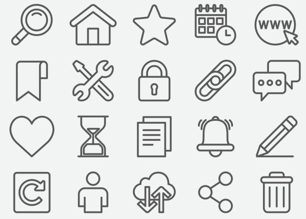 иконки линии веб-сайта и домашней страницы - lock icon stock illustrations