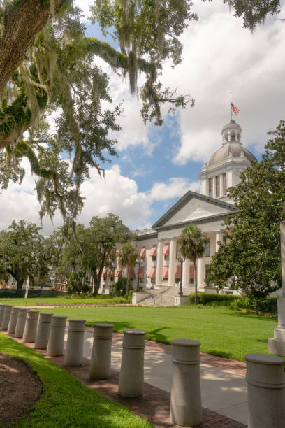 istock Blue Sky Behind White Clouds Over the State Capitol on Florida in Tallahassee 1056707110