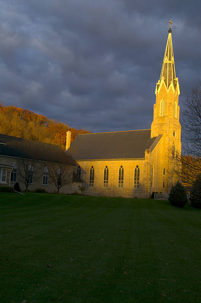 istock Church Spire Afire With Early-Morning Sun 105670987