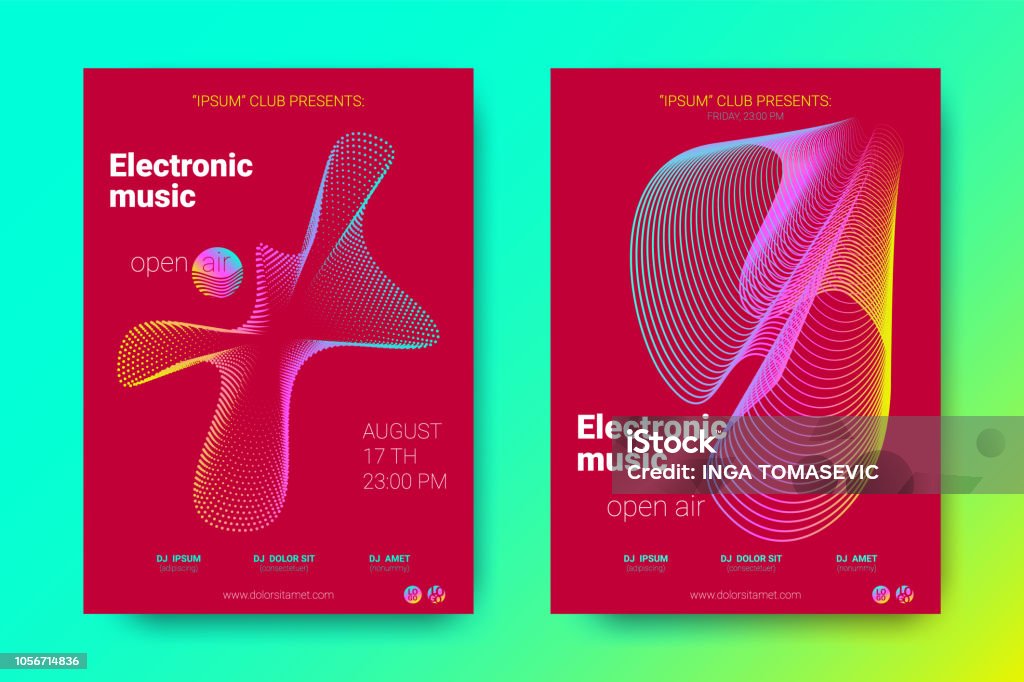 Pancarte muzicale colorate cu valuri și runde distorsionate. - vector de stoc Abstract fără redevențe Pancarte muzicale colorate cu valuri și runde distorsionate. - vector de stoc Abstract fără redevențe