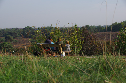 Brunssum, the Netherlands, - October 17, 2018. Happy family enjoy there stay in the public park cold Brunssummerheide.