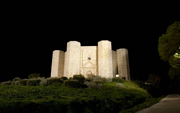 Castle by night (Castel del Monte, Apulia - Southern Italy) stock photo