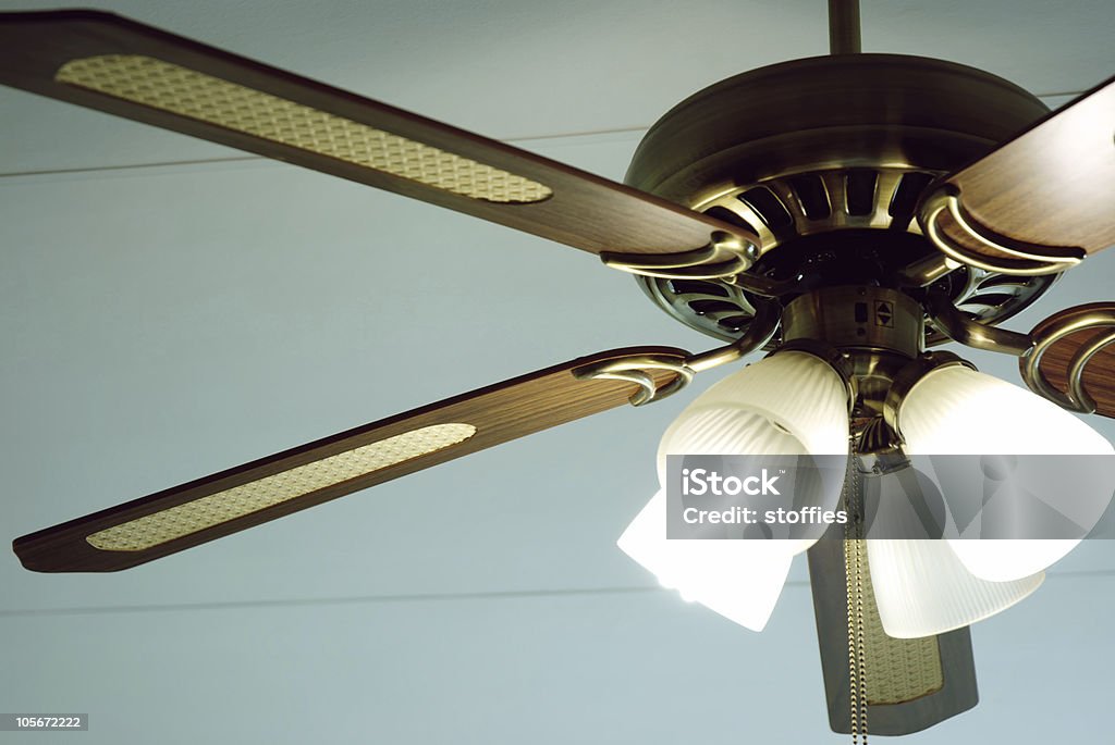 Retro Ceiling Fan a Cropped Household Ceiling Fan. Ceiling Fan Stock Photo