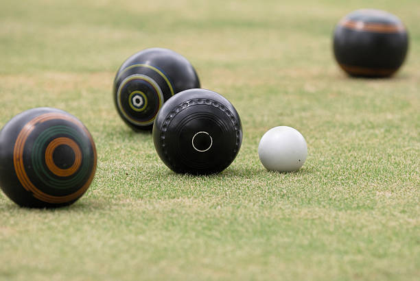 Lawn Bowls Narrow focus on lawn bowls. traditional sport stock pictures, royalty-free photos & images