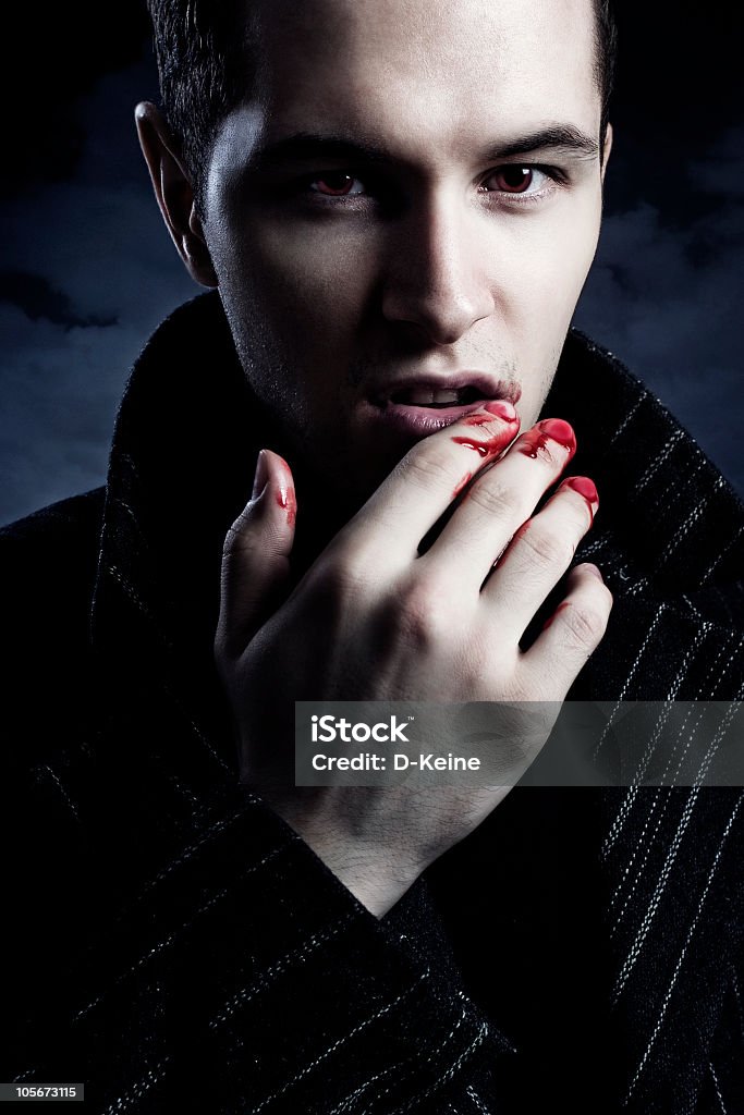 Vampire Portrait of a male vampire. Halloween theme. Gothic Style Stock Photo