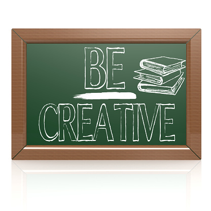 Be Creative written with chalk on blackboard image with hi-res rendered artwork that could be used for any graphic design.