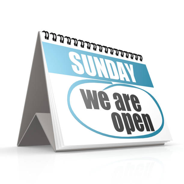 Blue calender with Yes We are Open