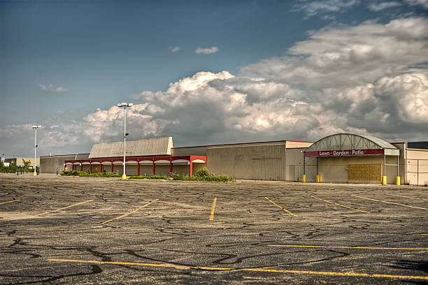 Vacant commercial store parking lot stock photo