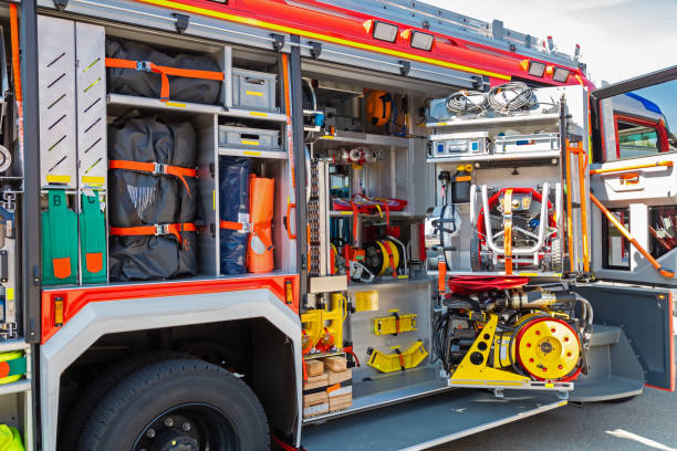 Interior view of a fire truck