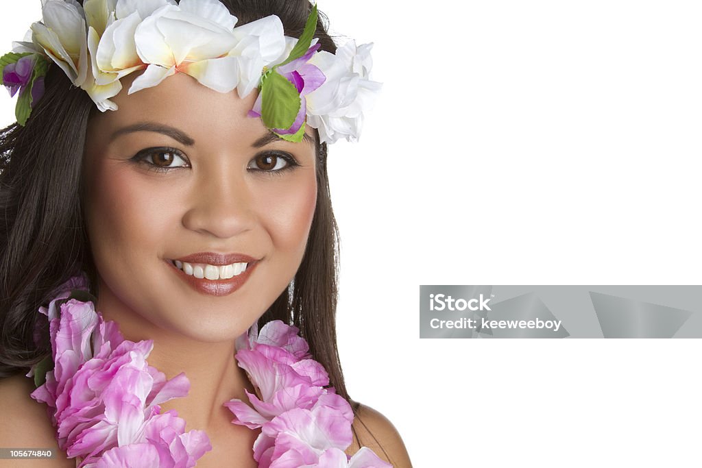 Hawaiian Girl Beautiful hawaiian girl smiling Polynesian Culture Stock Photo