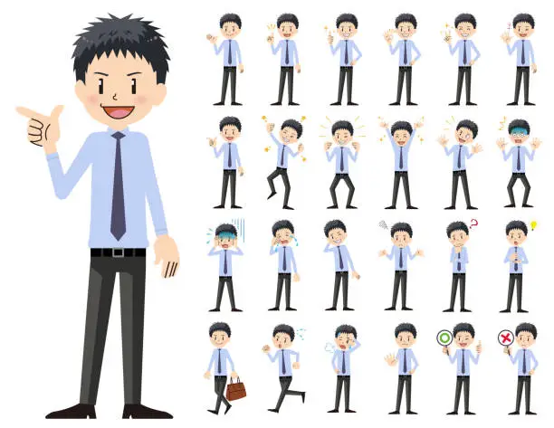 Vector illustration of Businessman charactor set. Various poses and emotions.