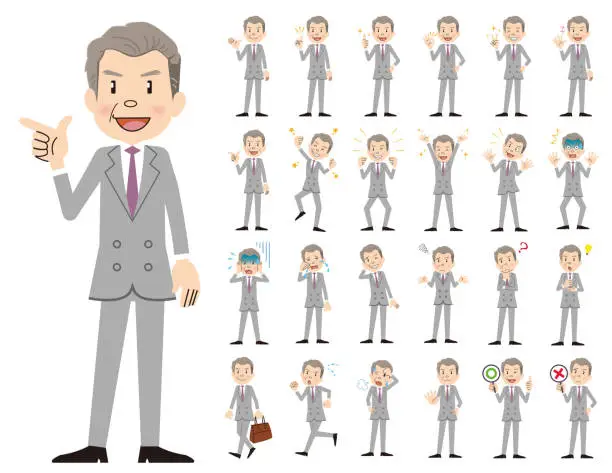 Vector illustration of Businessman charactor set. Various poses and emotions.