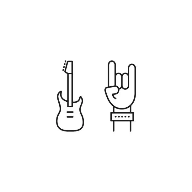 Vector illustration of line rock concert icon on white background