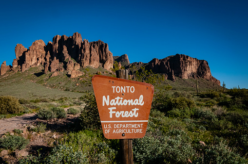 Sign of Tonto National Forest with The Lost Dutchman