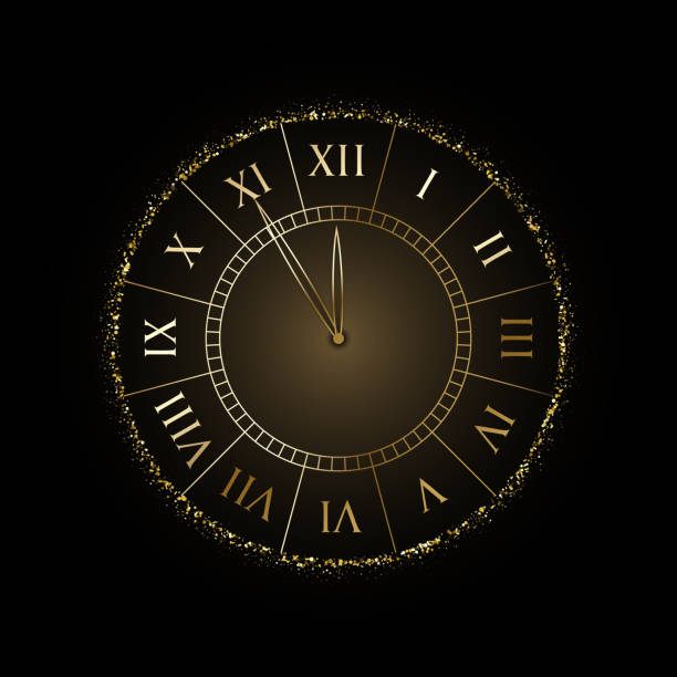 istock Christmas and New Year decoration with golden shiny clock. 1056767090