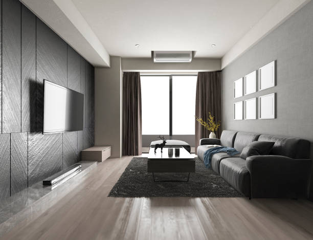 istock 3d rendering luxury and modern living room with fabric sofa 1056769752