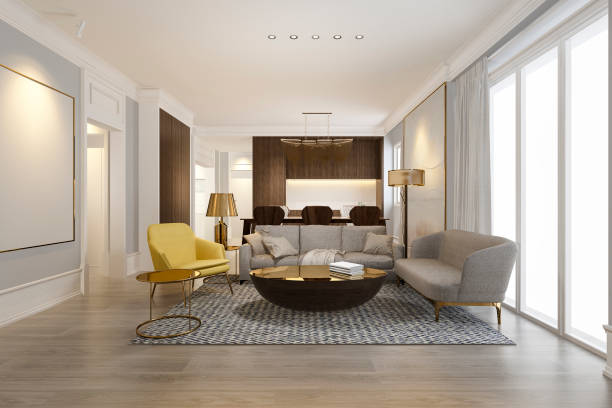 istock 3d rendering modern dining room and living room with luxury decor 1056769760
