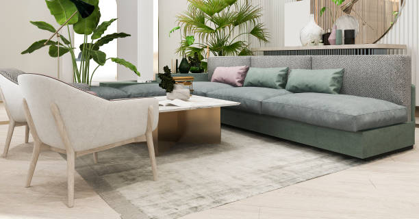 istock 3d rendering luxury and modern living room with leather sofa 1056769772