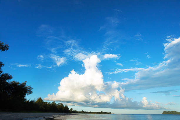 Coastline and beach in Chumphon, Thailand, at late afternoon sunshine