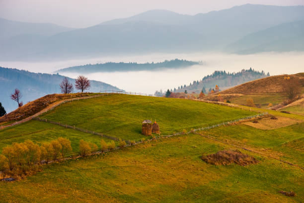 istock Carpathian rural area in autumn at dawn 1056771814