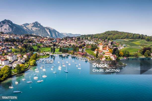 Spiez Castle By Lake Thun In Canton Of Bern Switzerland Stock Photo - Download Image Now