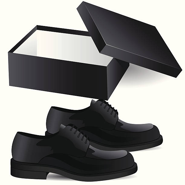 Mens shoes and shoe box vector art illustration