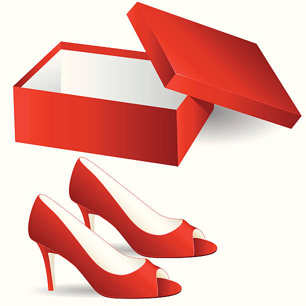 shoe box and red high heels vector art illustration