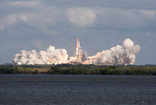 Initial thrust from NASA Space Shuttle launch