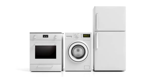 Home appliances set isolated on white background. 3d illustration