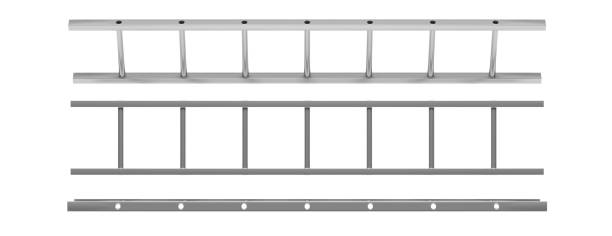 recorte de pared escalera modelo aislado sobre fondo blanco. ilustración 3d - escaleras de aluminio fotografías e imágenes de stock