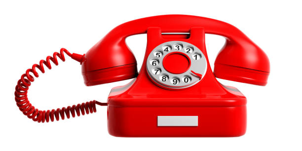 istock Red vintage telephone isolated cut out on white background. 3d illustration 1056780540