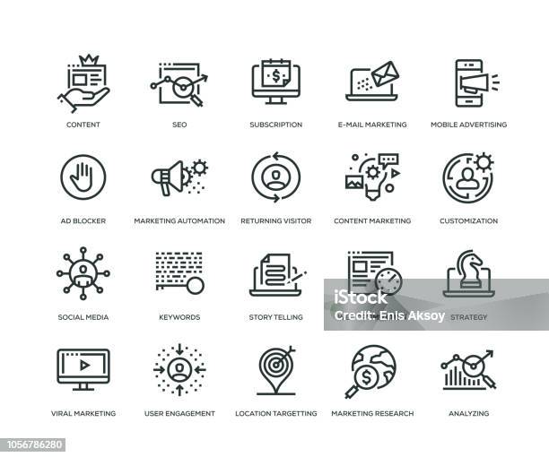 Digital Marketing Icons Line Series Stock Illustration - Download Image Now - Icon Symbol, Marketing, Advertisement