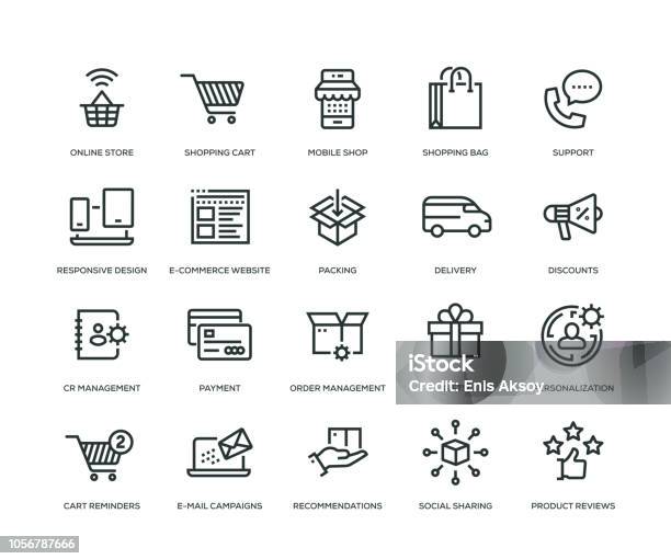 Ecommerce Icons Line Series Stock Illustration - Download Image Now - Icon Symbol, Home Shopping, Customized