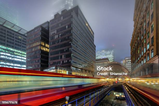 View To The Canary Wharf Train Station London United Kingdom Stock Photo - Download Image Now