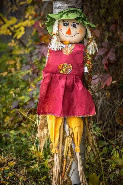 istock Happy smiling Halloween scarecrow puppet decorations. 1056793138