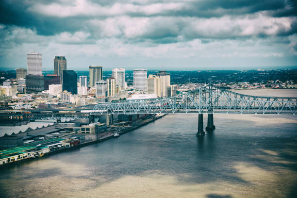 The downtown area of New Orleans, Louisiana shot from an altitude of about 700 feet during a helicopter photo flight.