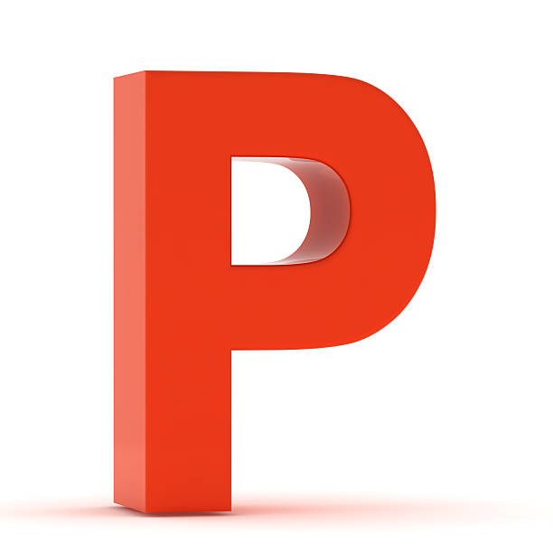 der buchstabe p-red kunststoff - letter p alphabet three dimensional shape red stock-fotos und bilder