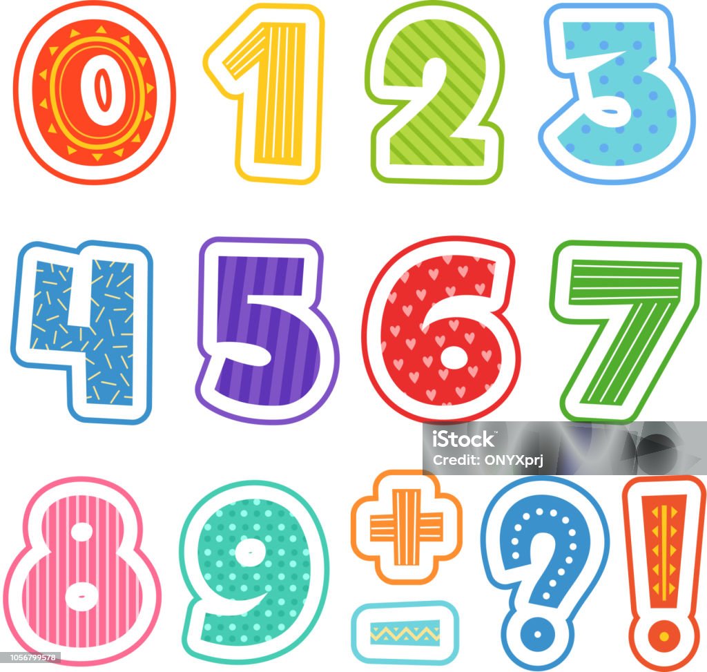 Cartoon Numbers Colored Fun Alphabet For School Kids Vector Text Clipart  Illustrations Isolated Stock Illustration - Download Image Now - iStock