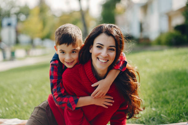 Beautiful mother with little son