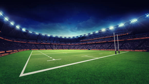 istock rugby stadium with green grass playground 1056806628
