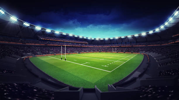 istock modern rugby stadium with fans at corner view 1056806730