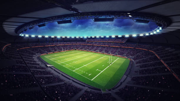 istock modern rugby stadium with fans under roof 1056806750