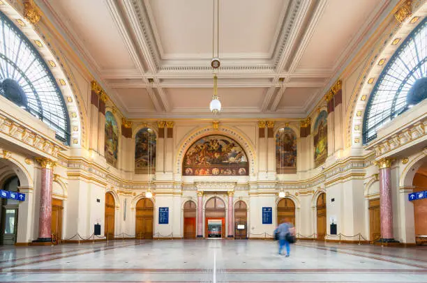 Photo of Keleti Tourist Info Hall wide angle interior view in Budapest, Hungary
