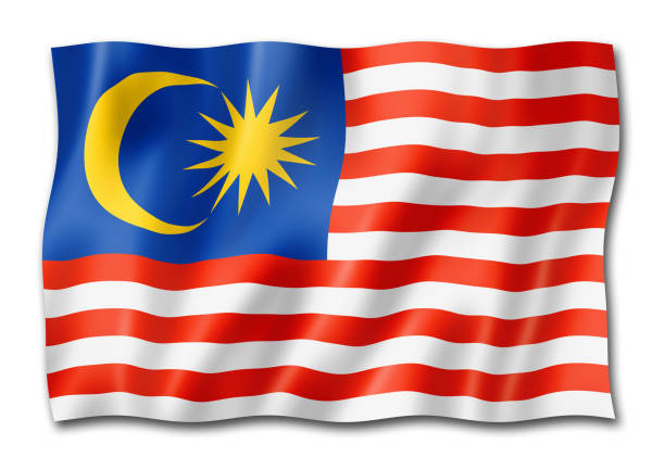 istock Malaysian flag isolated on white 1056813218