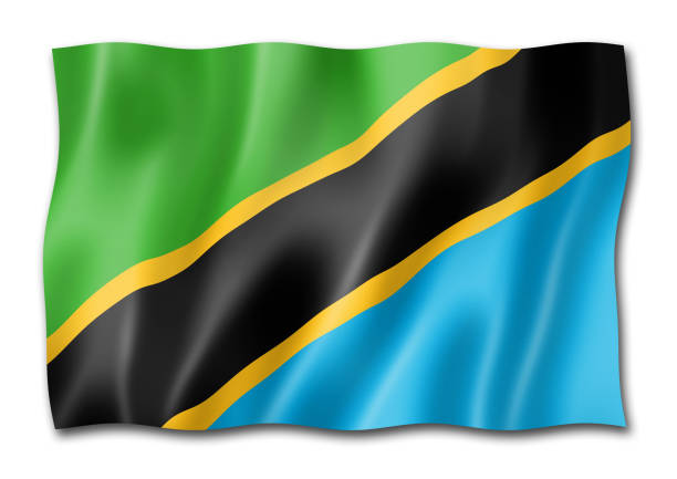 Tanzania flag, three dimensional render, isolated on white