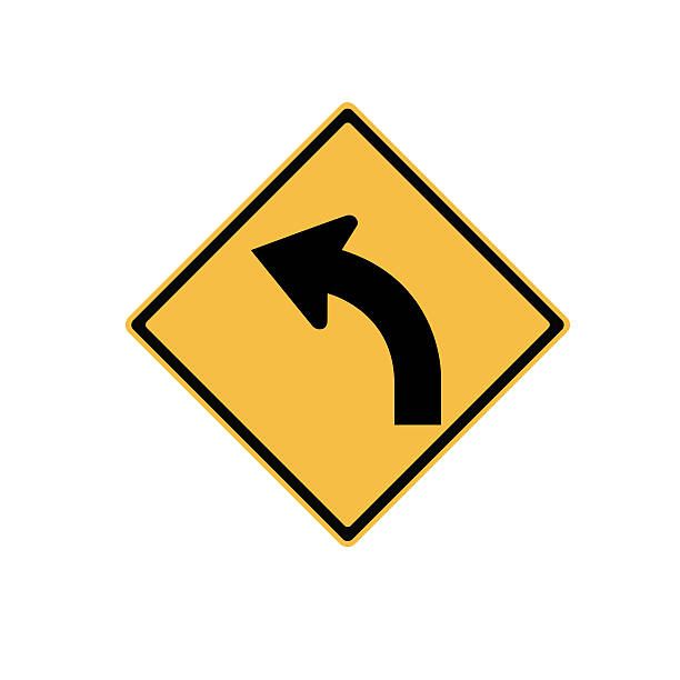 istock Road sign Turn left isolated on white background 105682443