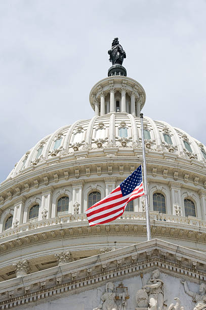 istock American flag lies at half-mast over U.S. Capitol 105682941